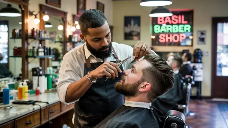 Professional beard grooming at Basil Barber Shop in Indianapolis, IN