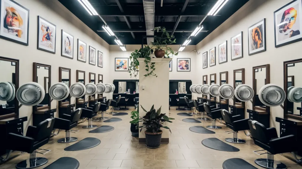 Interior of Basil Beauty and Barber Shop Indianapolis featuring modern curl care station