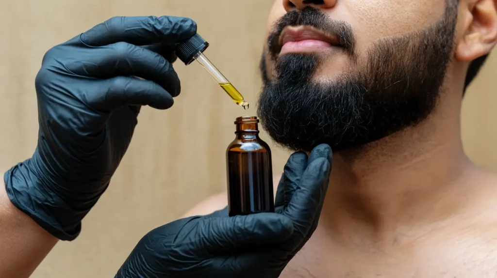 Proper Beard Oil Application Technique at Basil Beauty and Barber Shop