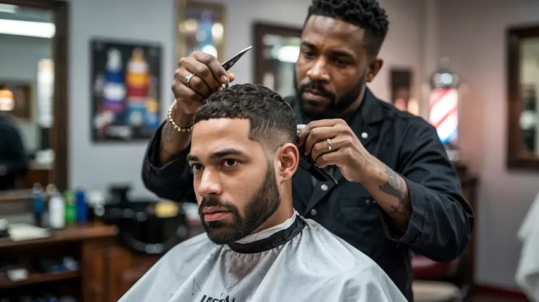 Professional barber giving a precision haircut in a top Indianapolis barbershop