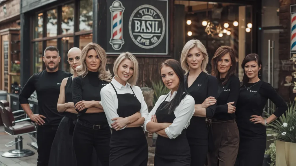 Stylist performing premium hair treatment at Basil Beauty and Barber Shop, demonstrating professional techniques and quality products