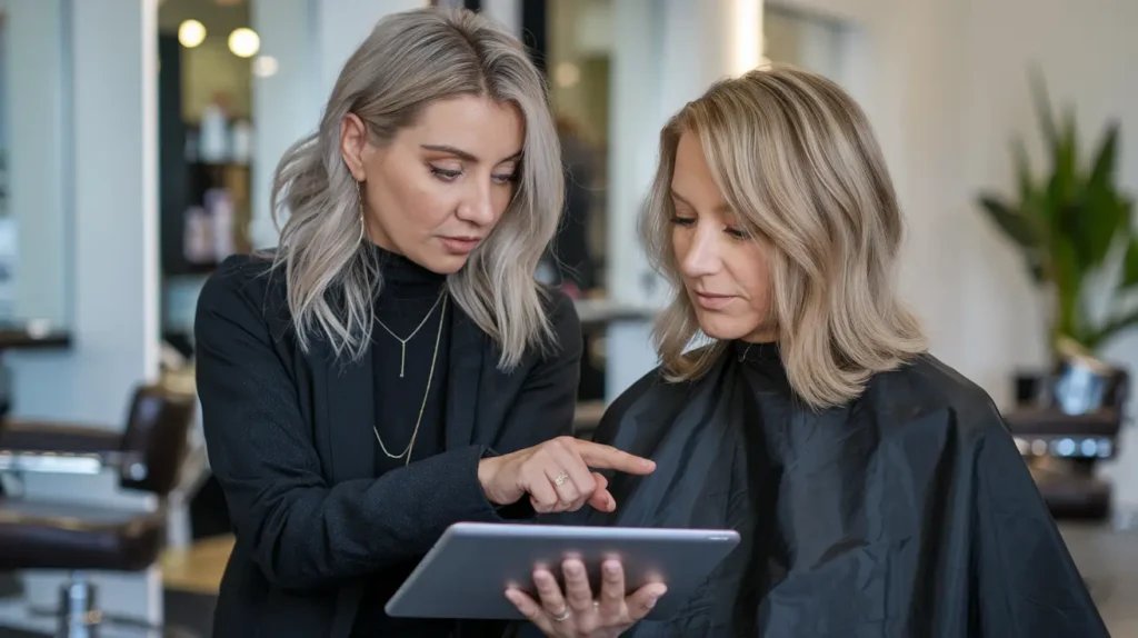 Hair consultation session at Basil Beauty and Barber Shop Indianapolis