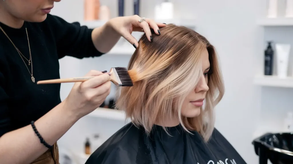 Expert balayage application at Basil Beauty and Barber Shop Indianapolis