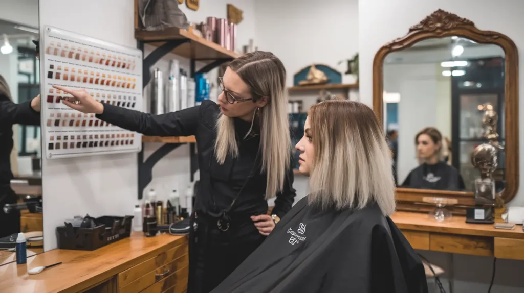 Expert balayage consultation at Basil Beauty and Barber Shop Indianapolis