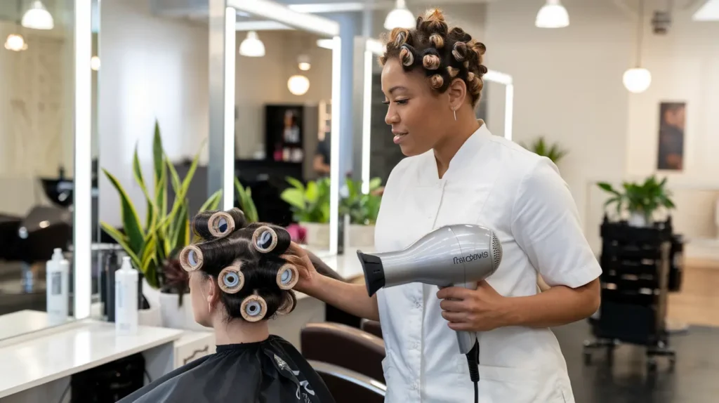 Hair stylist consultation at Indianapolis salon