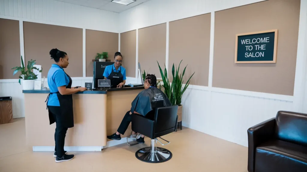 Hair salon reception area Indianapolis West side