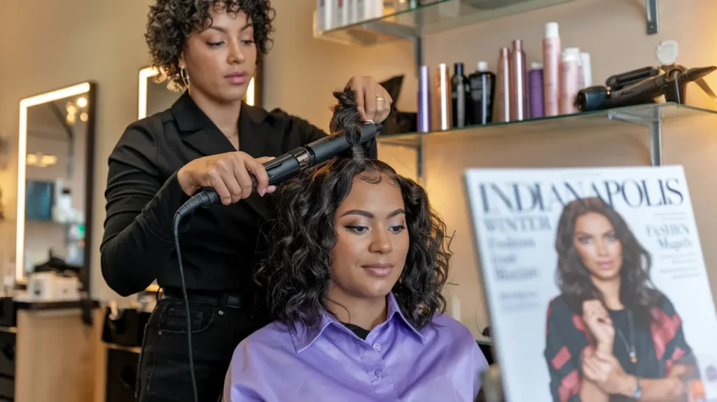 Professional winter hair styling techniques at Indianapolis salon