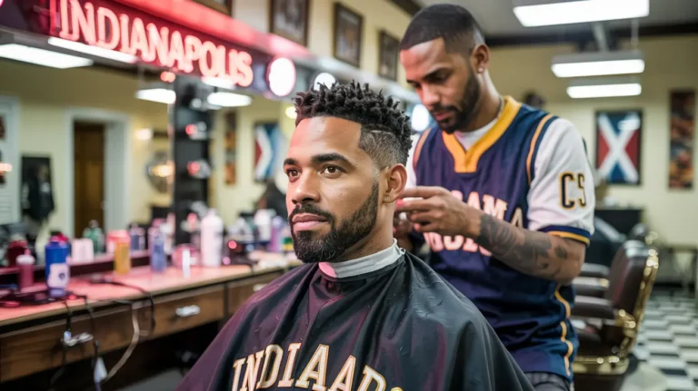 Professional military haircut at a barbershop in Indianapolis