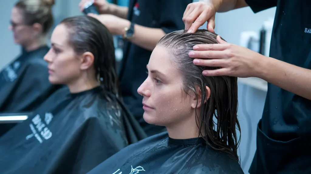 Post-swim hair treatment at Indianapolis beauty salon