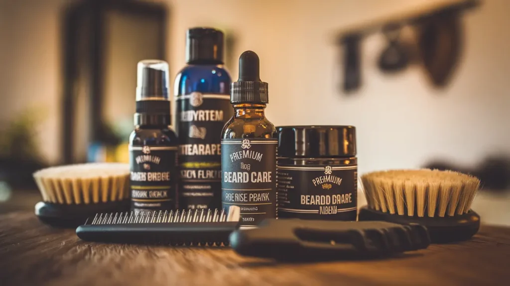 Professional beard care products and tools at Basil Beauty and Barber Shop