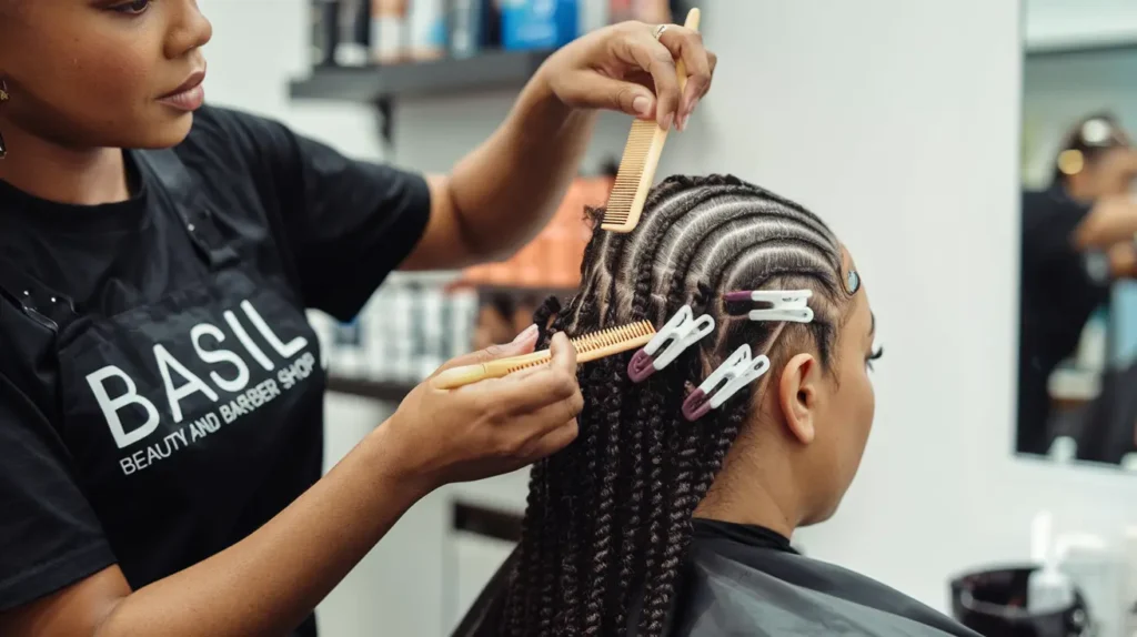 Beautiful protective styling service at Basil Beauty and Barber Shop Indianapolis