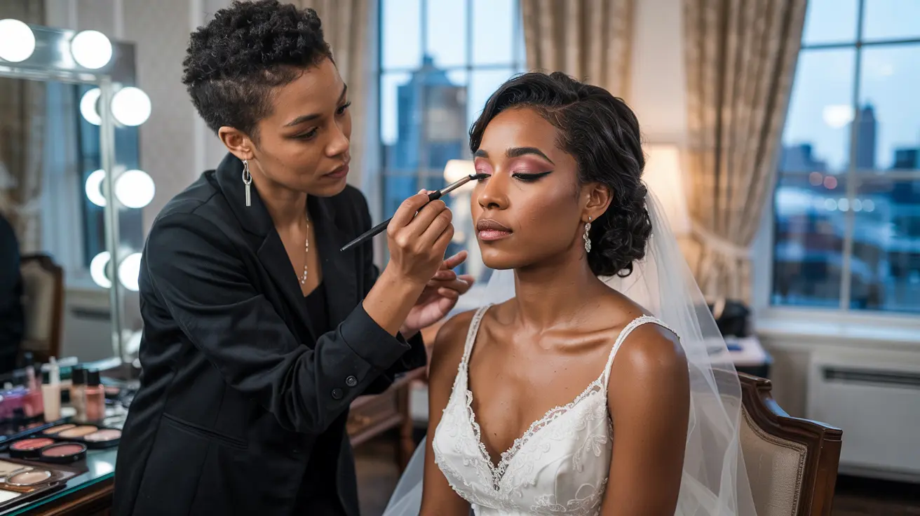 Professional Indianapolis wedding makeup artist applying bridal makeup
